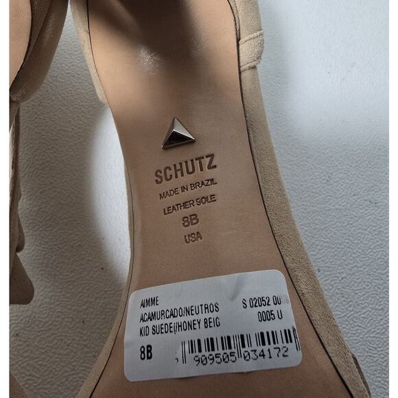 NEW SCHUTZ Aimme Ruffle Heel Sandal D'Orsay Honey Beige SZ 8 B MSRP $220 - Picture 10 of 10